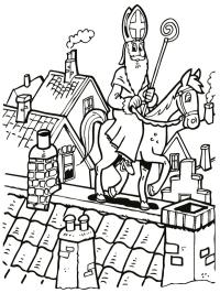 Paard met sinterklaas loopt over het dak
