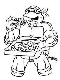 Raphael eet pizza