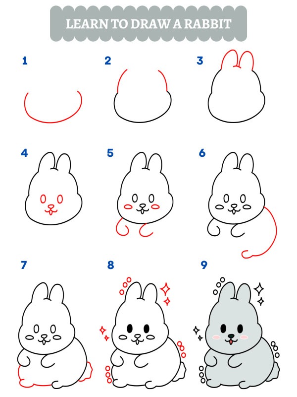 Hoe teken je een schattig konijn?
