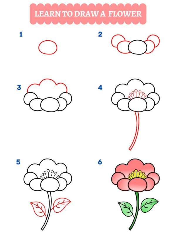 Hoe teken je een bloem?