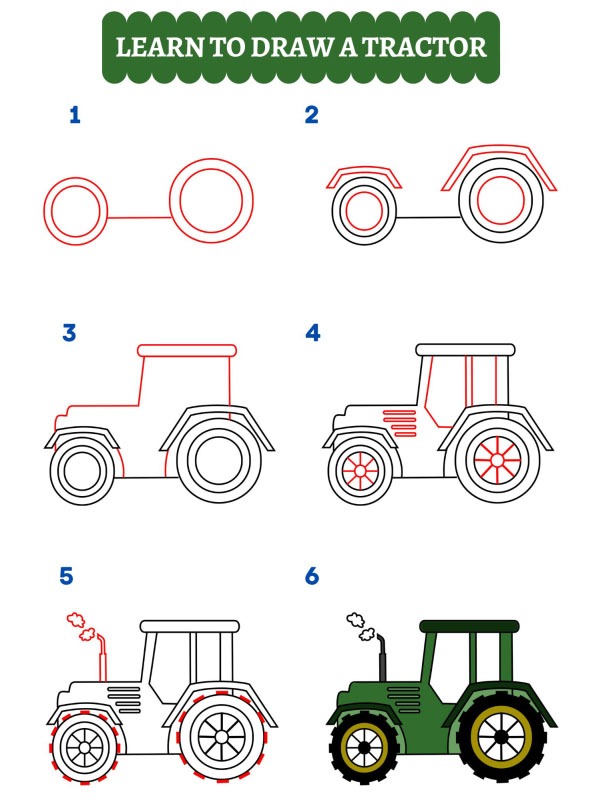 Hoe teken je een tractor?