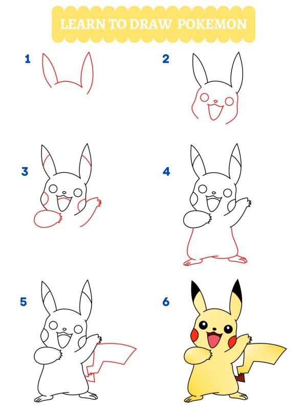 Hoe teken je Pikachu?